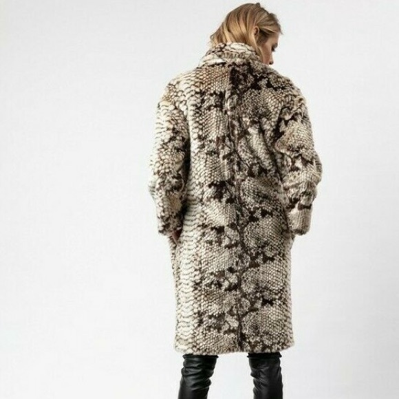 🐍 RELIGION Fur Python Long Coat - Picture 2 of 5